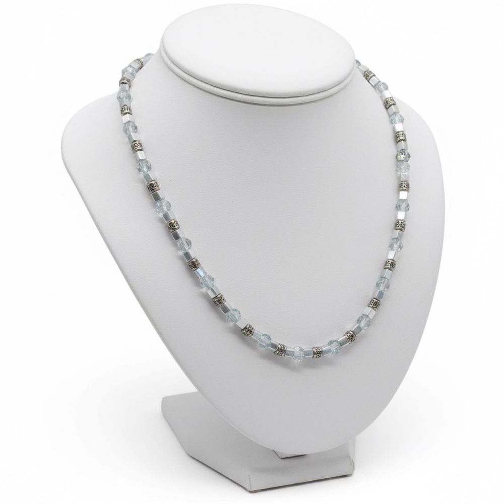 Vintage Napier “Fish” Collection Blue Crystal Silver Beaded Necklace